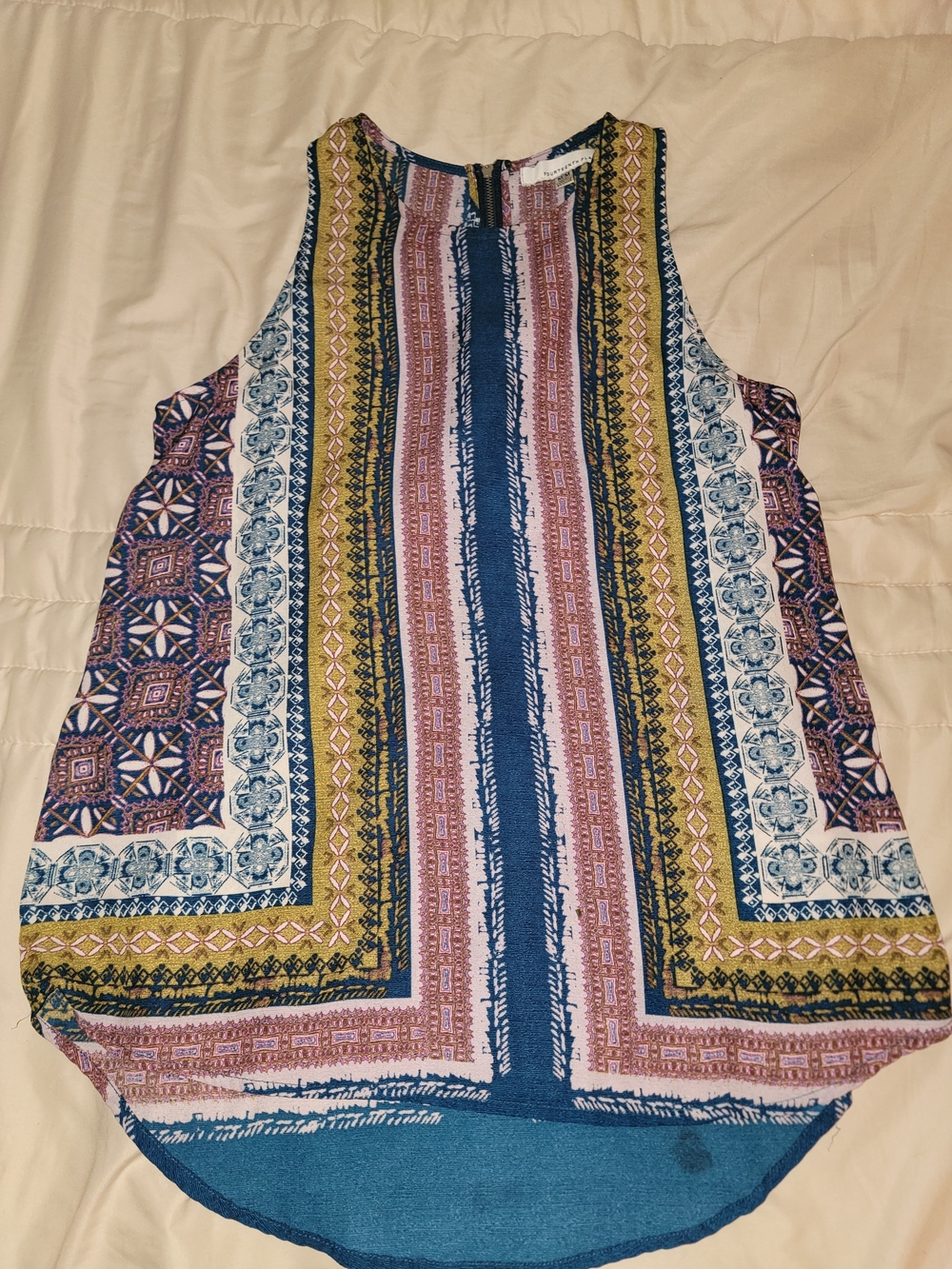 Celebrity Pink Multicolor Printed Sleeveless Blouse - Teal, Mustard, Pink